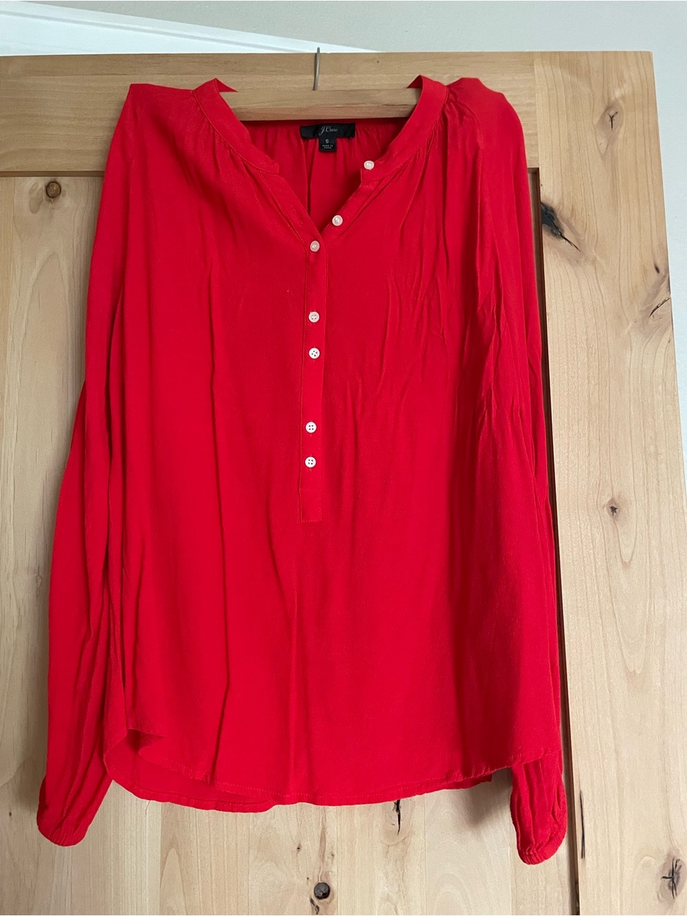 J. Crew Coral Red Popover Blouse – Size Small